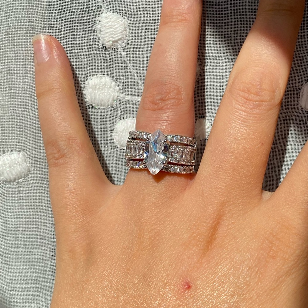 925 sterling silver marquise ring set - Picture 6 of 9